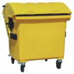 Kontener z tworzywa z okrągłą pokrywą żółty