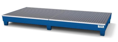 Niska wanna wyłapująca pod 8 beczek, lakierowana, z rusztem