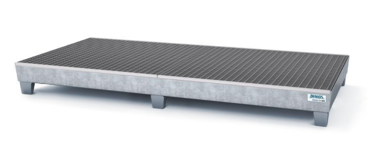 Niska wanna wyłapująca pod 8 beczek, cynkowana, z rusztem