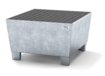 Niska wanna wyłapująca pod 1 beczkę, cynkowana, z rusztem